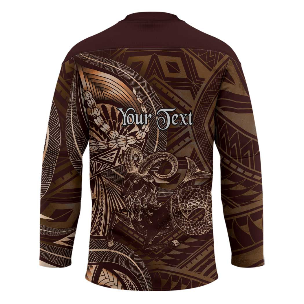Personalised Polynesia Zodiac Capricorn Hockey Jersey Galaxy Polynesian Pattern Chest Tattoo Style LT14