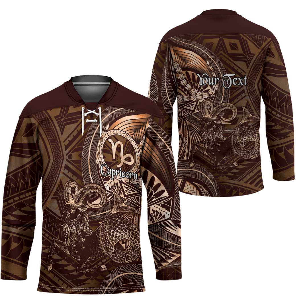 Personalised Polynesia Zodiac Capricorn Hockey Jersey Galaxy Polynesian Pattern Chest Tattoo Style LT14