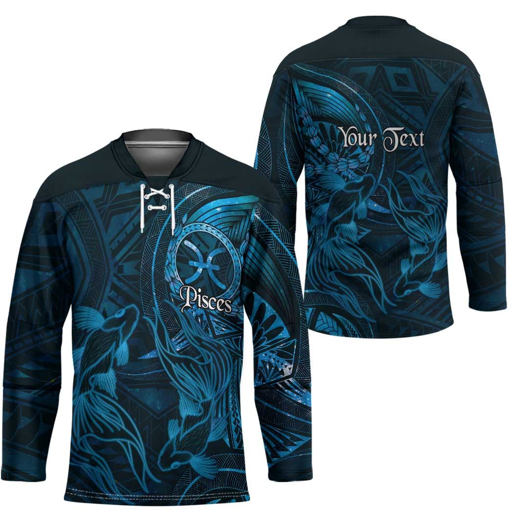 Personalised Polynesia Zodiac Pisces Hockey Jersey Galaxy Polynesian Pattern Chest Tattoo Style LT14