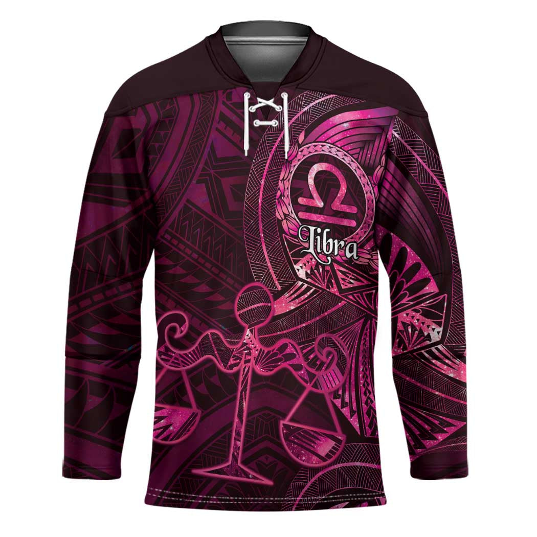 Personalised Polynesia Zodiac Libra Hockey Jersey Galaxy Polynesian Pattern Chest Tattoo Style LT14