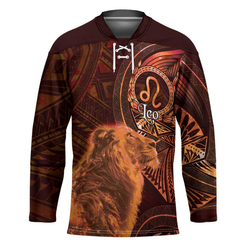 Personalised Polynesia Zodiac Leo Hockey Jersey Galaxy Polynesian Pattern Chest Tattoo Style LT14