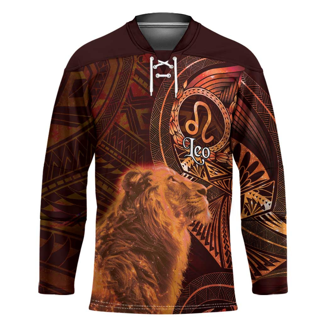 Personalised Polynesia Zodiac Leo Hockey Jersey Galaxy Polynesian Pattern Chest Tattoo Style LT14