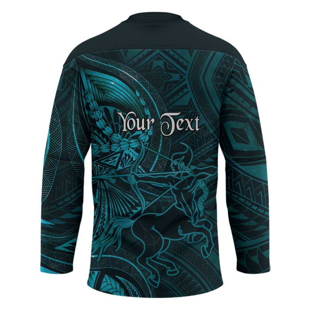 Personalised Polynesia Zodiac Sagittarius Hockey Jersey Galaxy Polynesian Pattern Chest Tattoo Style LT14