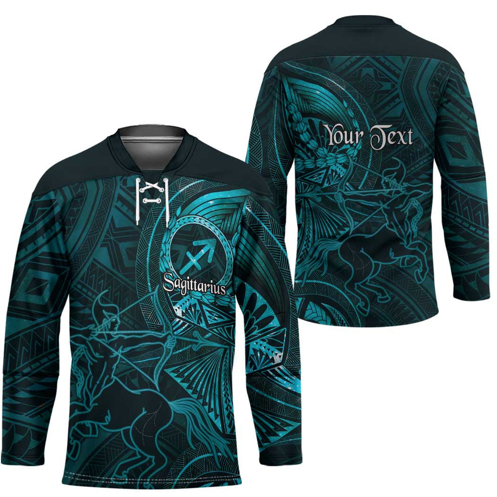 Personalised Polynesia Zodiac Sagittarius Hockey Jersey Galaxy Polynesian Pattern Chest Tattoo Style LT14