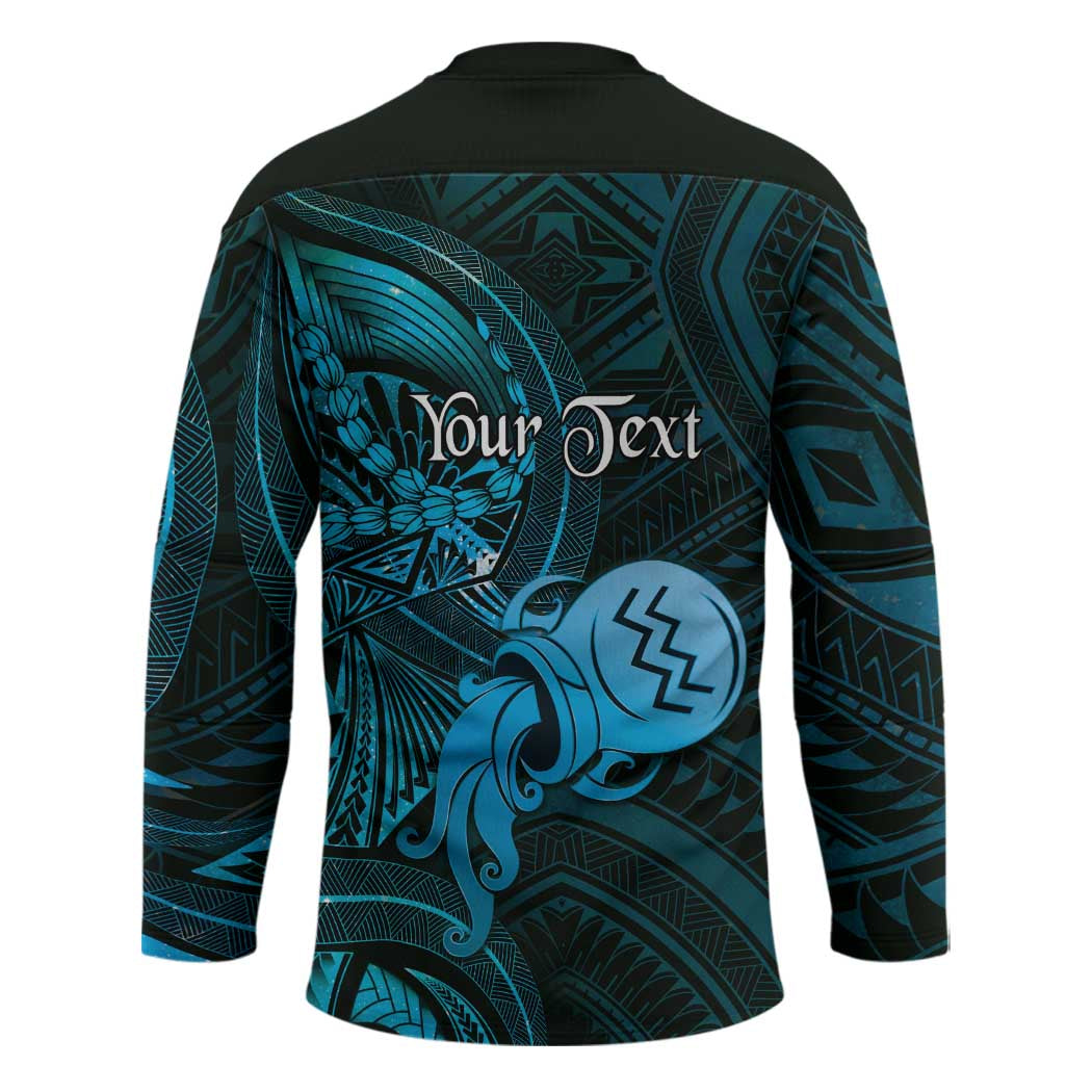 Personalised Polynesia Zodiac Aquarius Hockey Jersey Galaxy Polynesian Pattern Chest Tattoo Style LT14