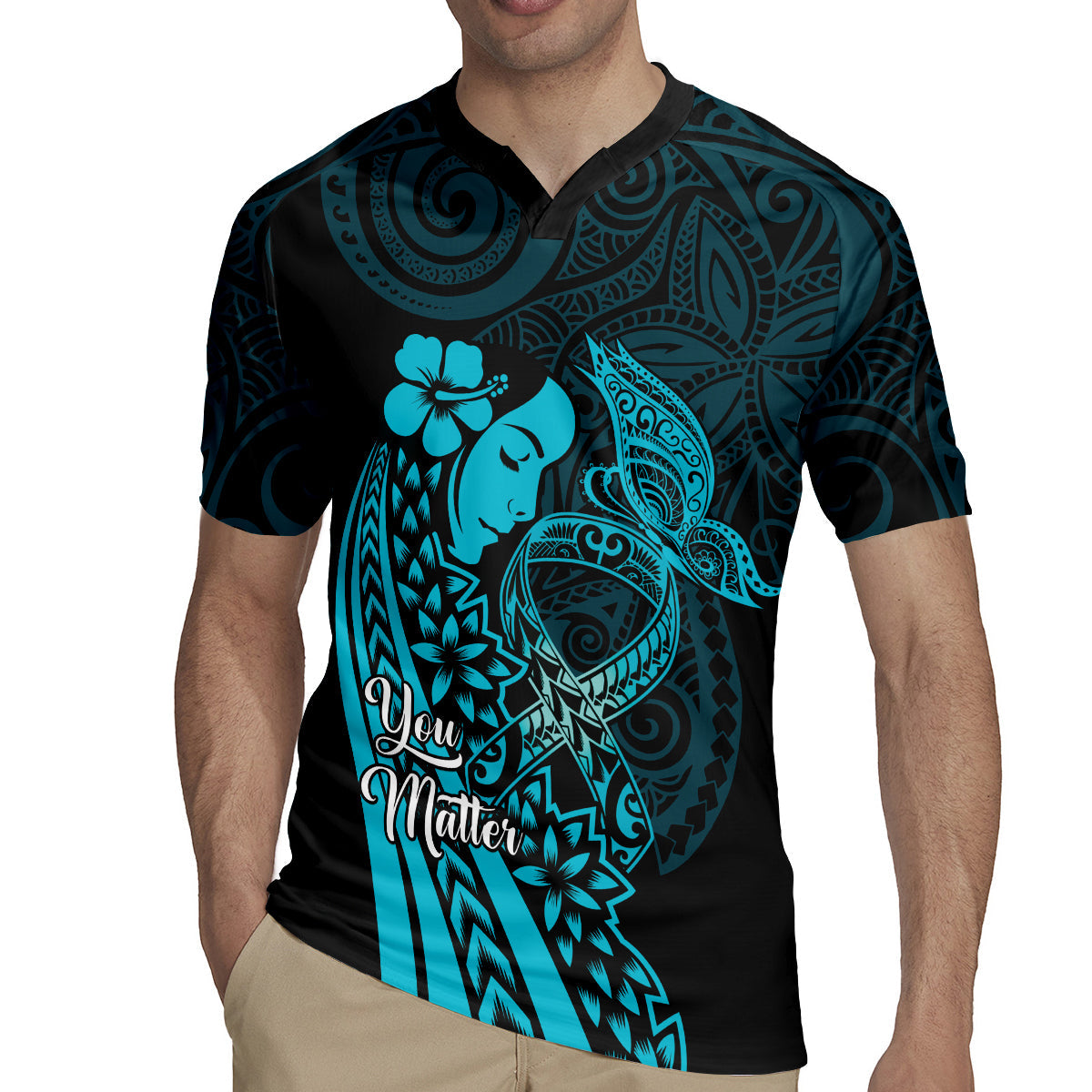 Polynesia World Ovarian Cancer Day Rugby Jersey You Matter Polynesian Women LT14