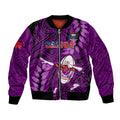Samoa Rugby Bomber Jacket Manu Samoa Ula Fala Dabbing Ball Polynesian Purple Version LT14