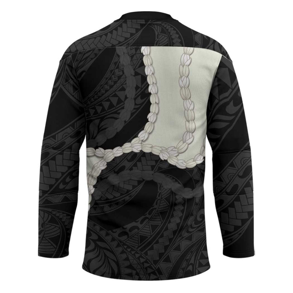 Black Polynesia Tribal Octopus Tattoo Hockey Jersey Pikake Lei Polynesian Pattern LT14