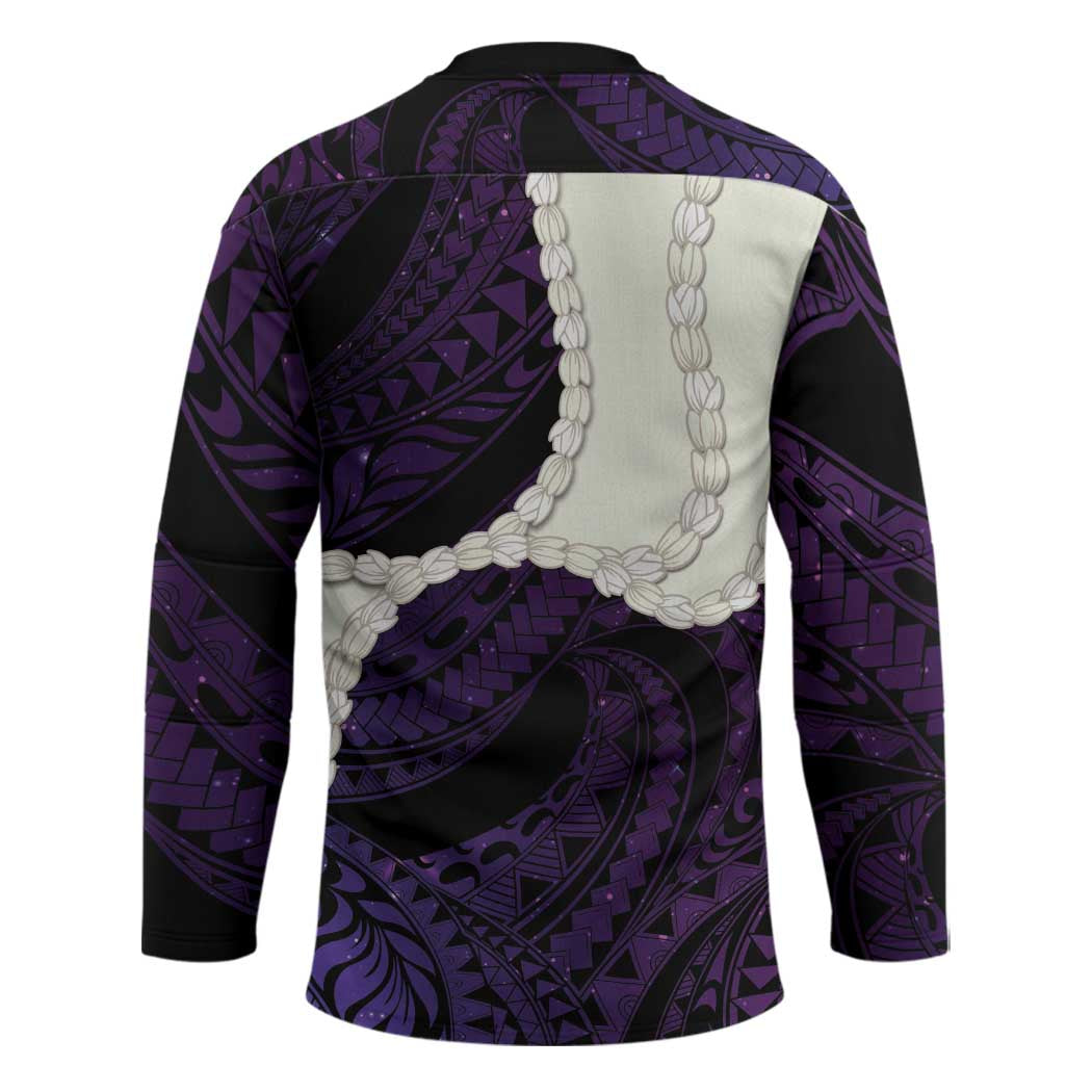 Purple Galaxy Polynesia Tribal Octopus Tattoo Hockey Jersey Pikake Lei Polynesian Pattern LT14