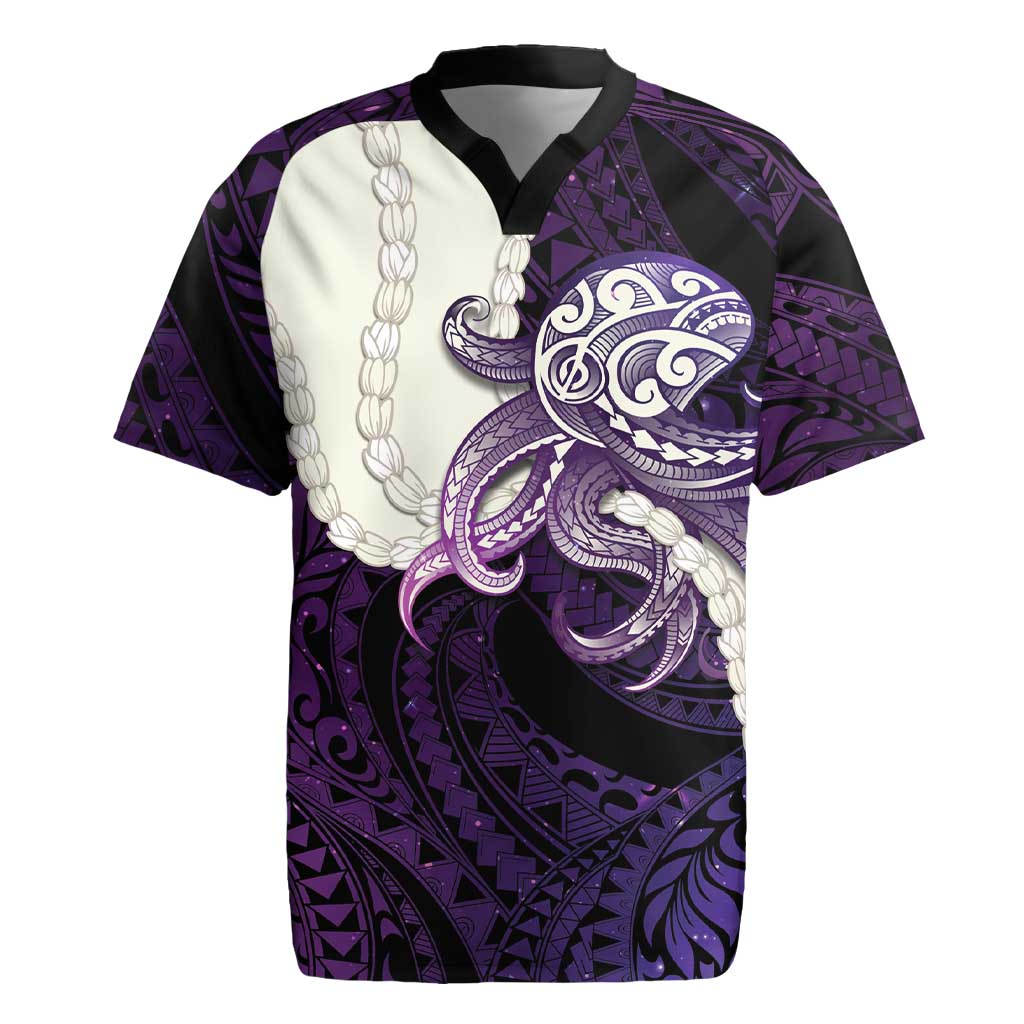 Purple Galaxy Polynesia Tribal Octopus Tattoo Rugby Jersey Pikake Lei Polynesian Pattern LT14
