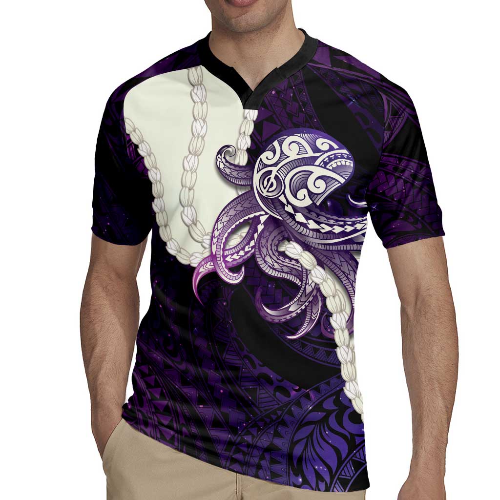 Purple Galaxy Polynesia Tribal Octopus Tattoo Rugby Jersey Pikake Lei Polynesian Pattern LT14