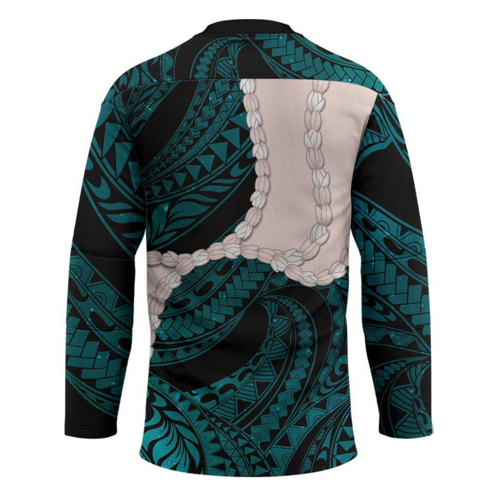 Teal Galaxy Polynesia Tribal Octopus Tattoo Hockey Jersey Pikake Lei Polynesian Pattern LT14