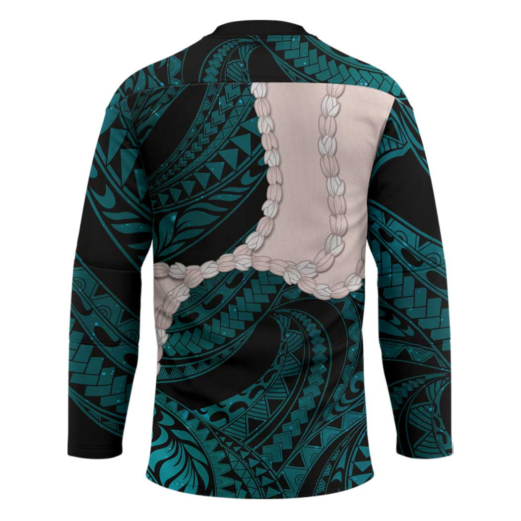 Teal Galaxy Polynesia Tribal Octopus Tattoo Hockey Jersey Pikake Lei Polynesian Pattern LT14