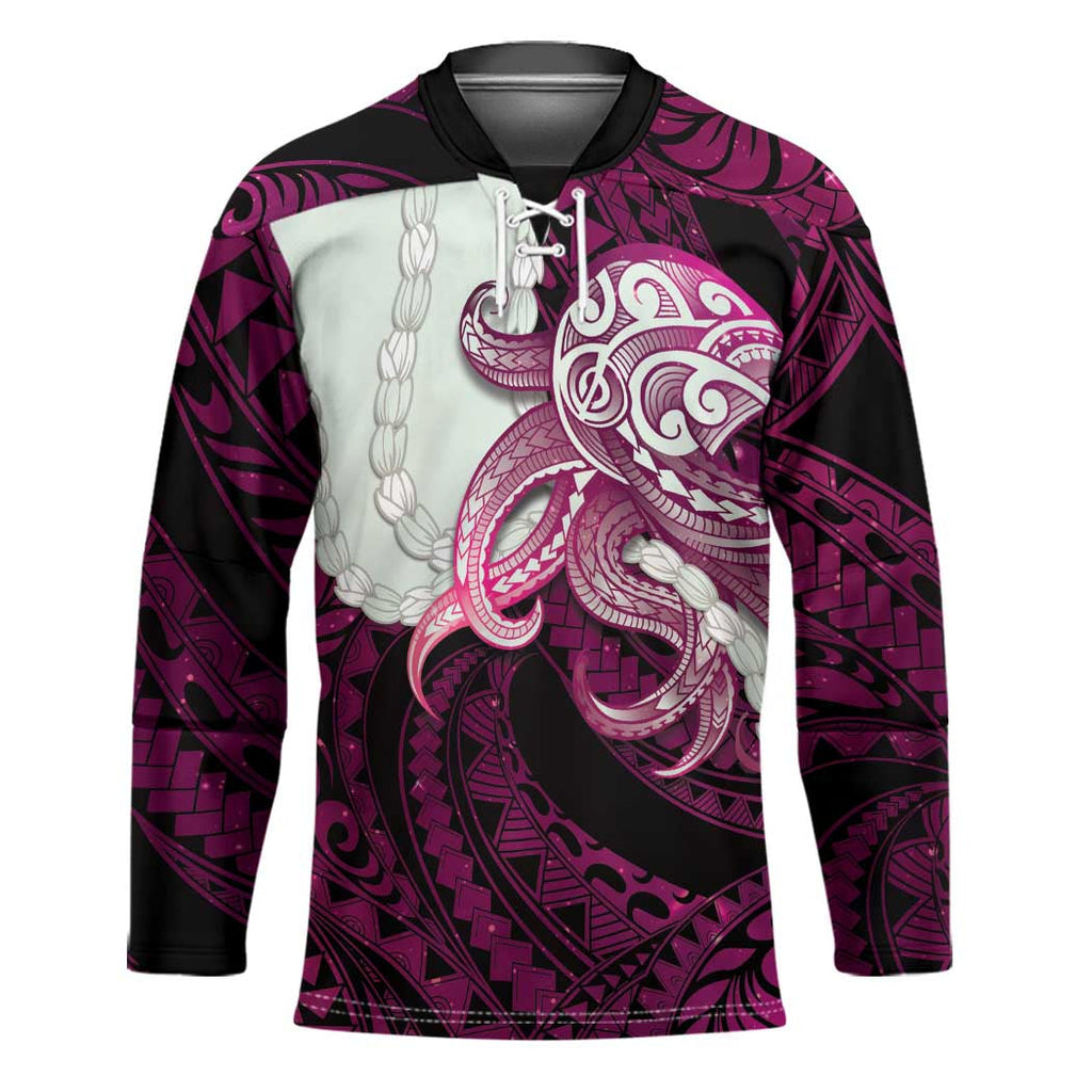 Pink Galaxy Polynesia Tribal Octopus Tattoo Hockey Jersey Pikake Lei Polynesian Pattern LT14