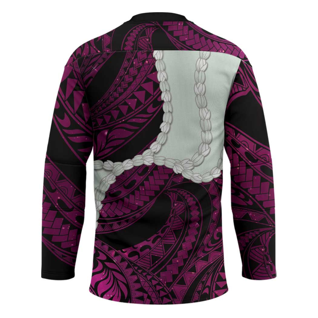 Pink Galaxy Polynesia Tribal Octopus Tattoo Hockey Jersey Pikake Lei Polynesian Pattern LT14