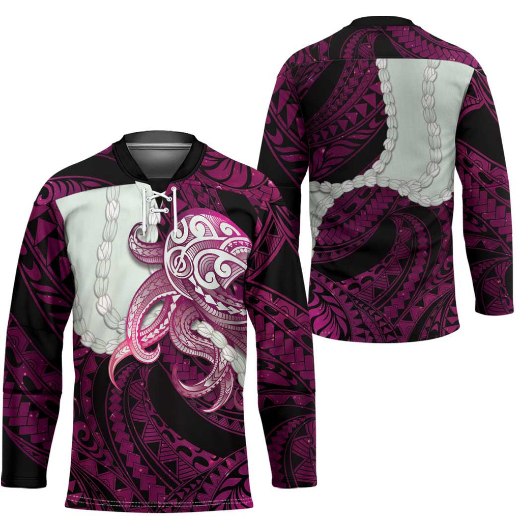 Pink Galaxy Polynesia Tribal Octopus Tattoo Hockey Jersey Pikake Lei Polynesian Pattern LT14
