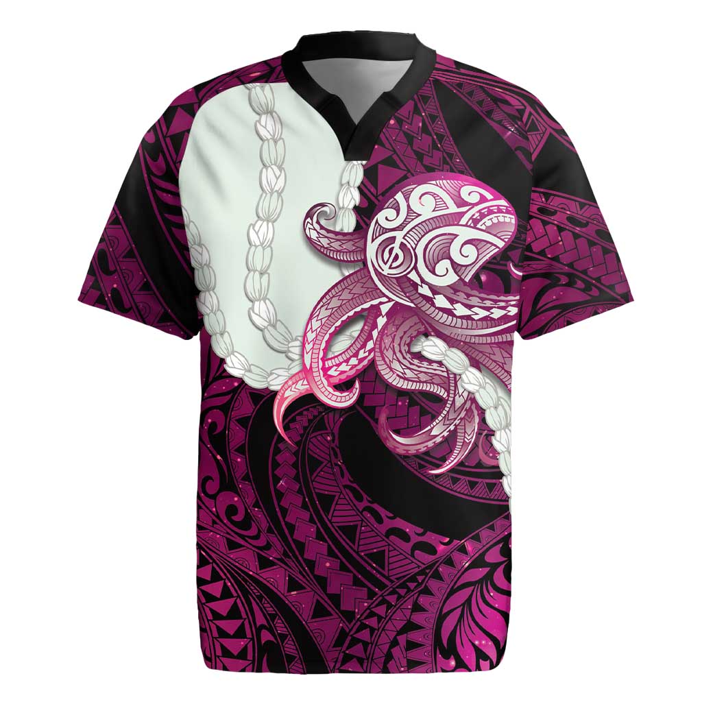 Pink Galaxy Polynesia Tribal Octopus Tattoo Rugby Jersey Pikake Lei Polynesian Pattern LT14
