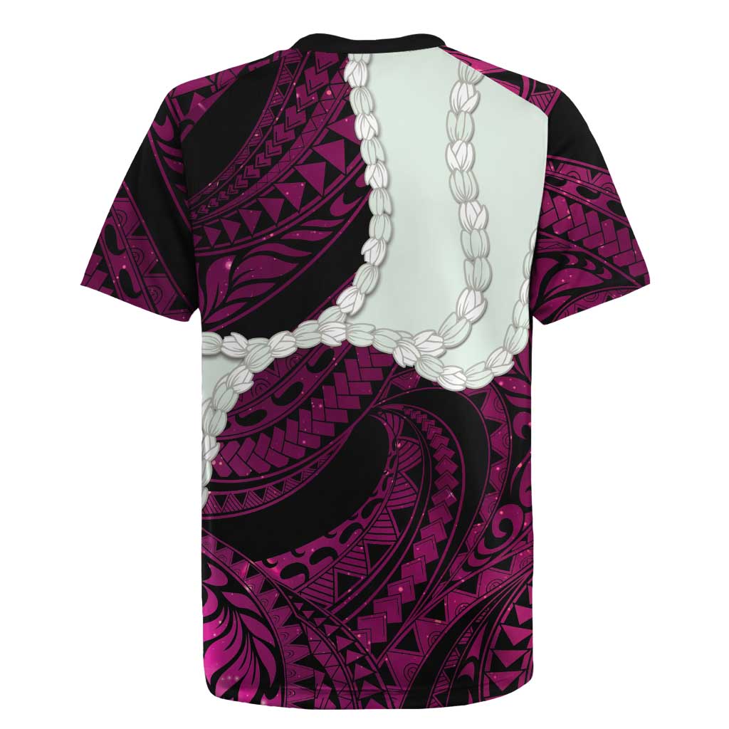 Pink Galaxy Polynesia Tribal Octopus Tattoo Rugby Jersey Pikake Lei Polynesian Pattern LT14