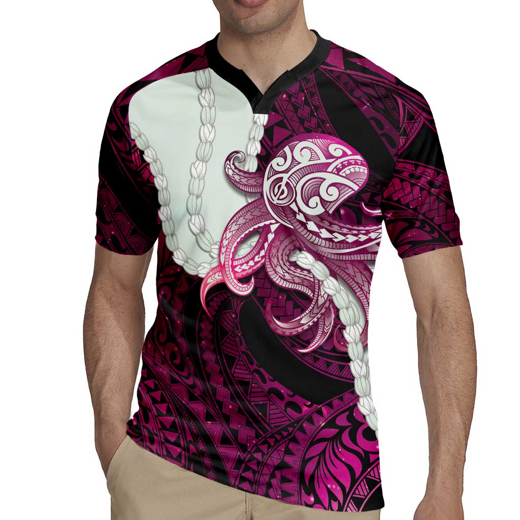 Pink Galaxy Polynesia Tribal Octopus Tattoo Rugby Jersey Pikake Lei Polynesian Pattern LT14