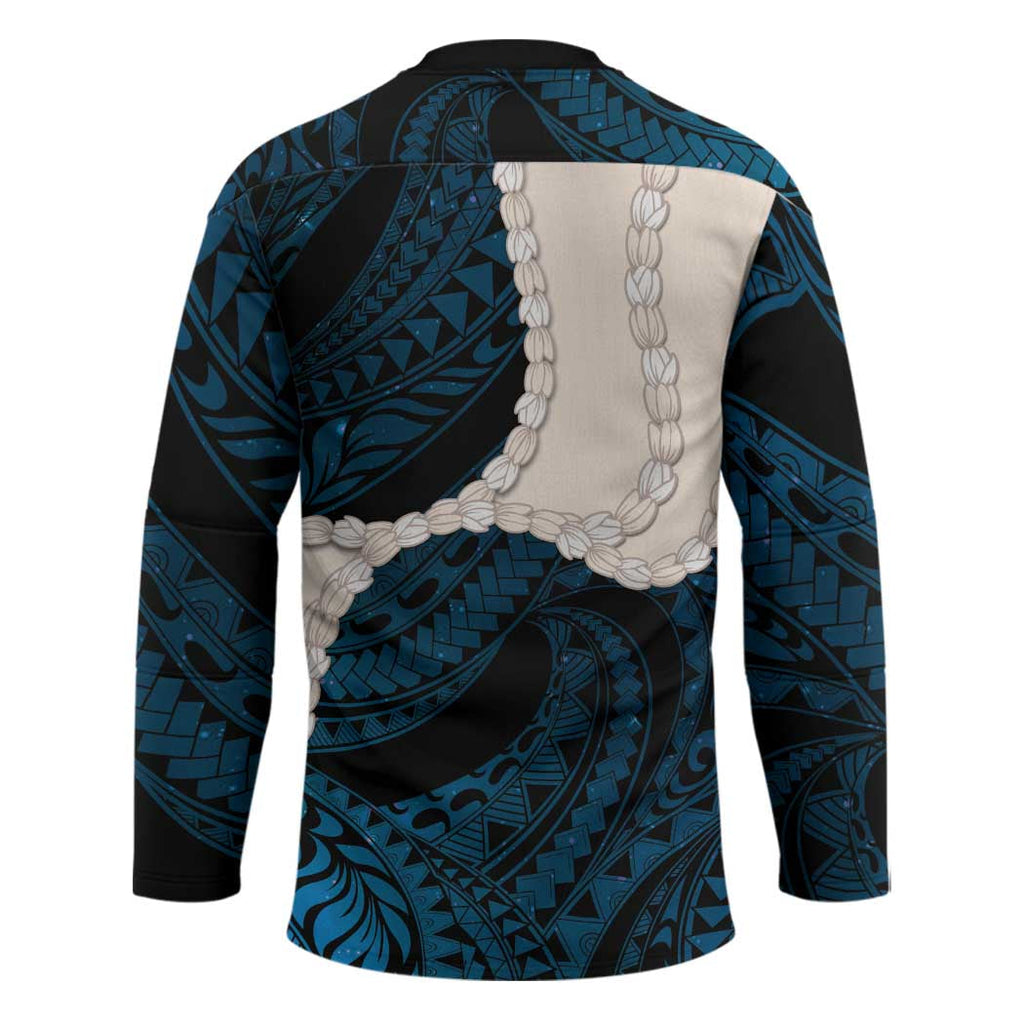 Blue Galaxy Polynesia Tribal Octopus Tattoo Hockey Jersey Pikake Lei Polynesian Pattern LT14