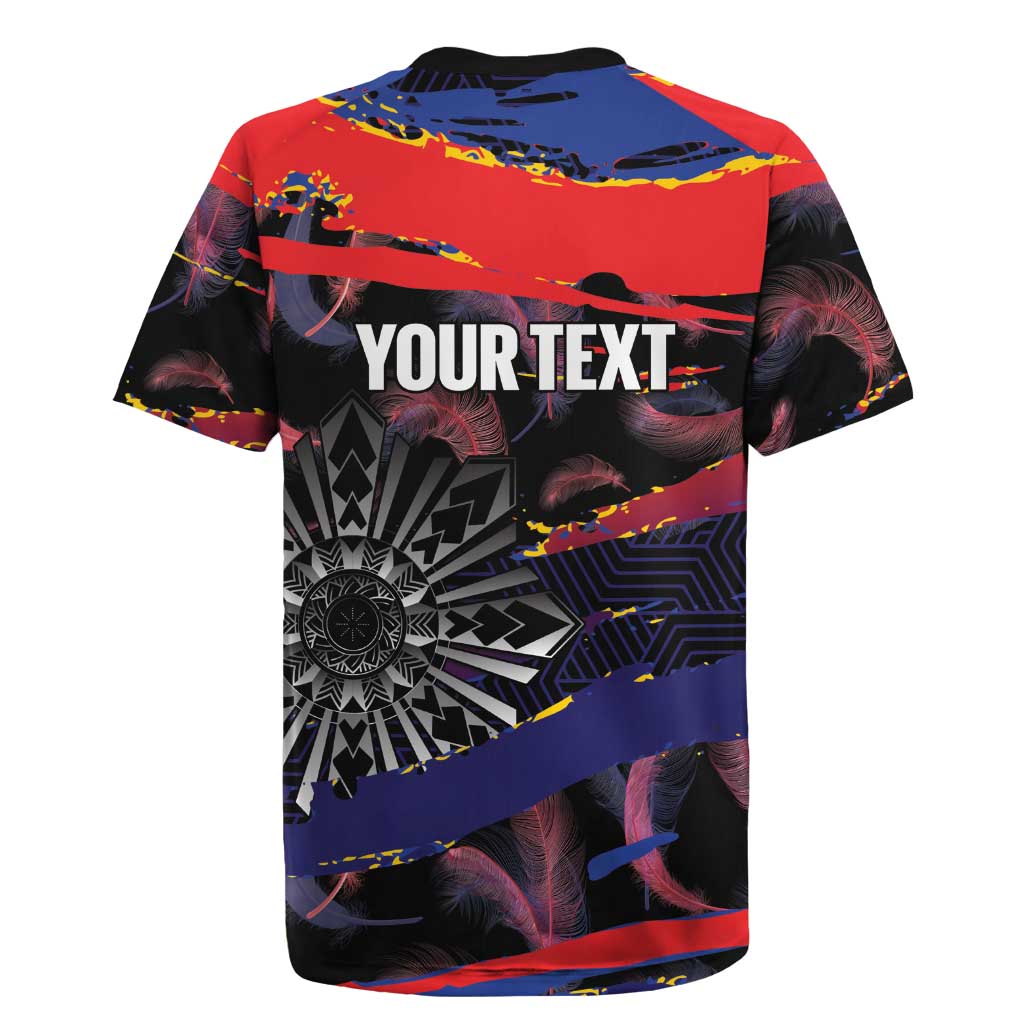 Philippines Sun Tattoo Rugby Jersey Feathers Filipinas Grunge Style Black LT14