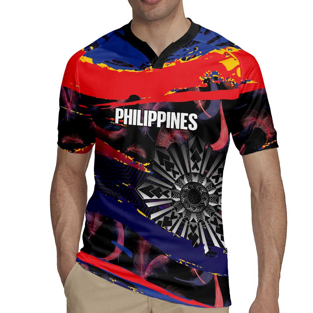 Philippines Sun Tattoo Rugby Jersey Feathers Filipinas Grunge Style Black LT14