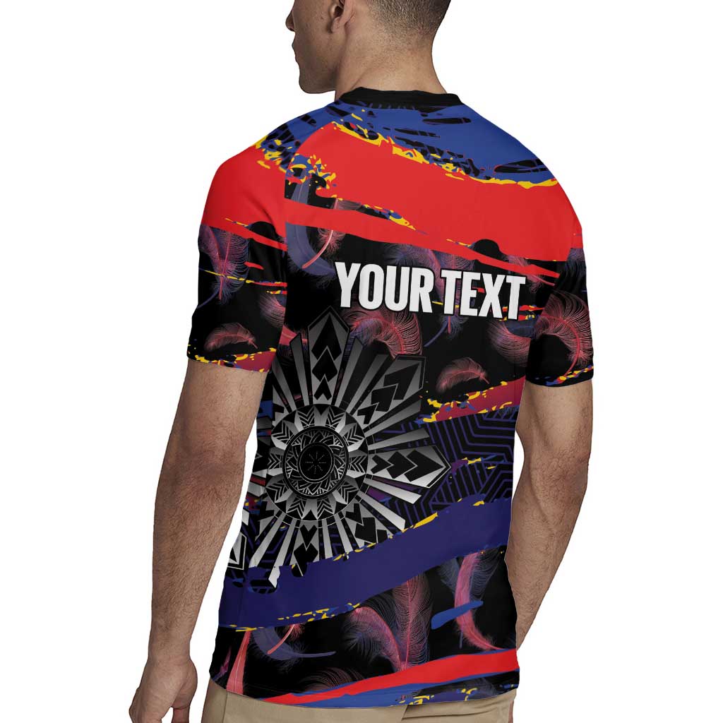Philippines Sun Tattoo Rugby Jersey Feathers Filipinas Grunge Style Black LT14