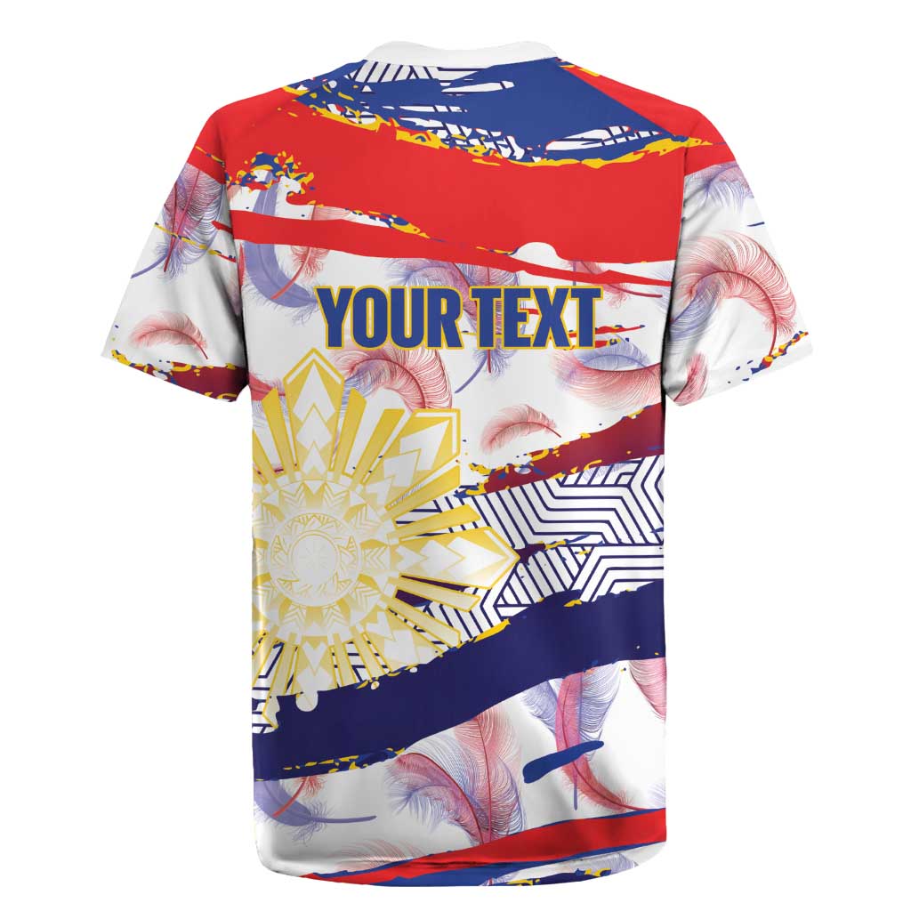 Philippines Sun Tattoo Rugby Jersey Feathers Filipinas Grunge Style White LT14