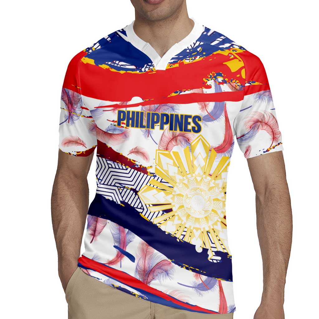 Philippines Sun Tattoo Rugby Jersey Feathers Filipinas Grunge Style White LT14