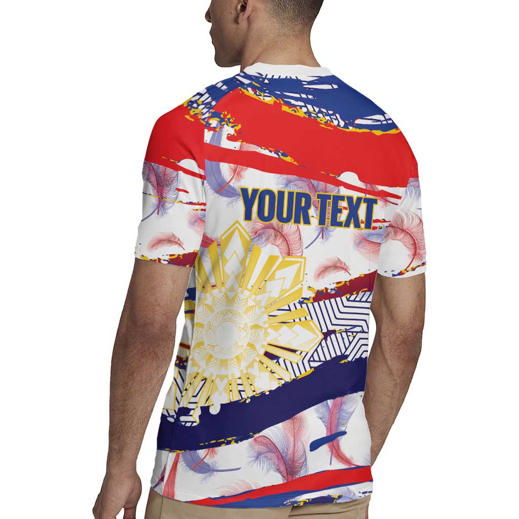 Philippines Sun Tattoo Rugby Jersey Feathers Filipinas Grunge Style White LT14