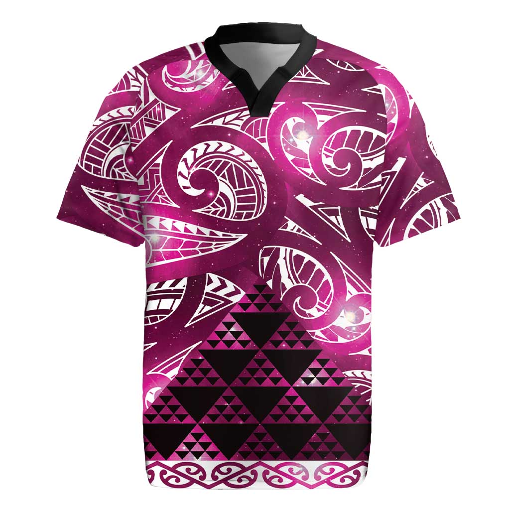 Matariki New Zealand Rugby Jersey NZ Niho Taniwha Maori New Year Pink Galaxy LT14