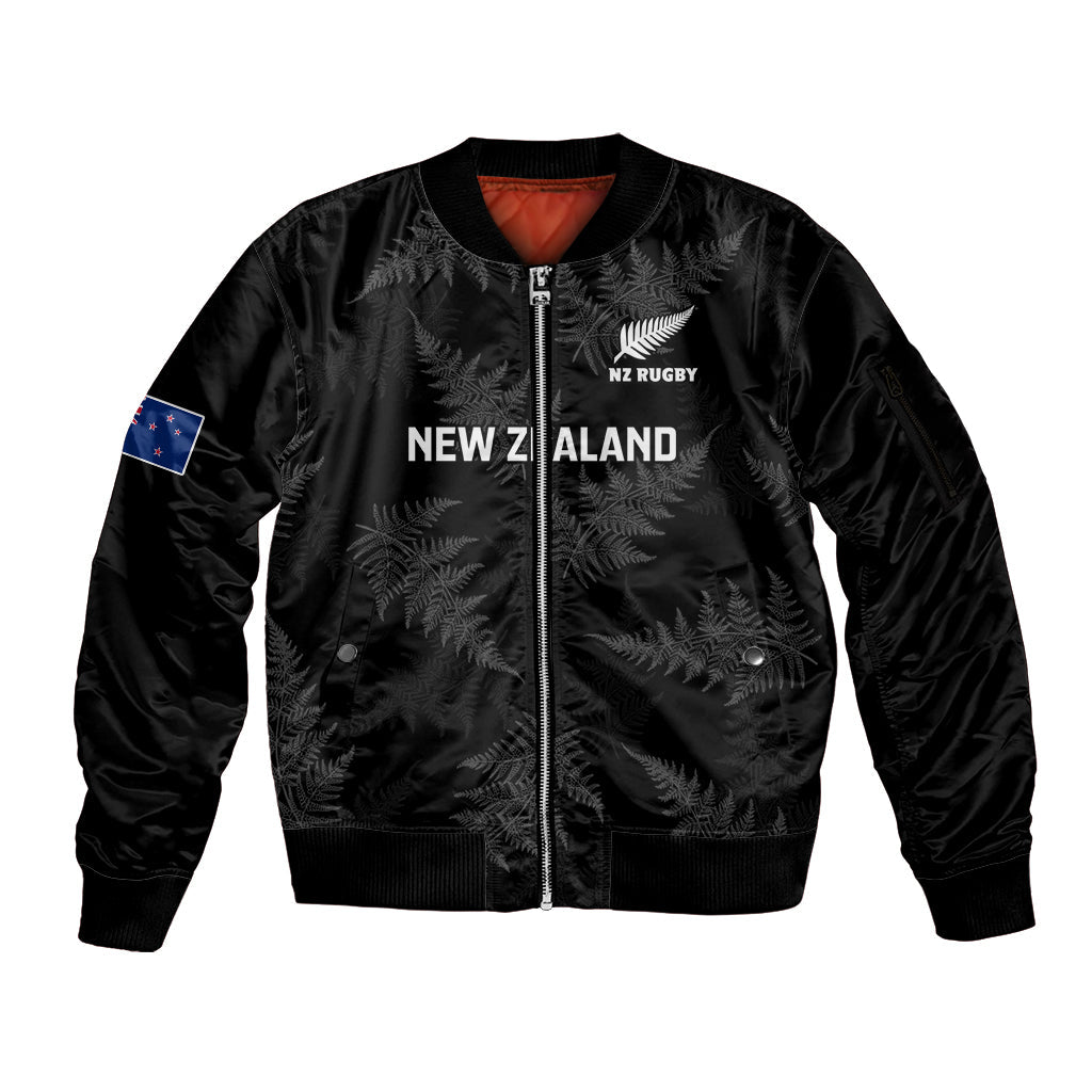 Personalised New Zealand Silver Fern Rugby Sleeve Zip Bomber Jacket 2023 Go Aotearoa World Cup LT14
