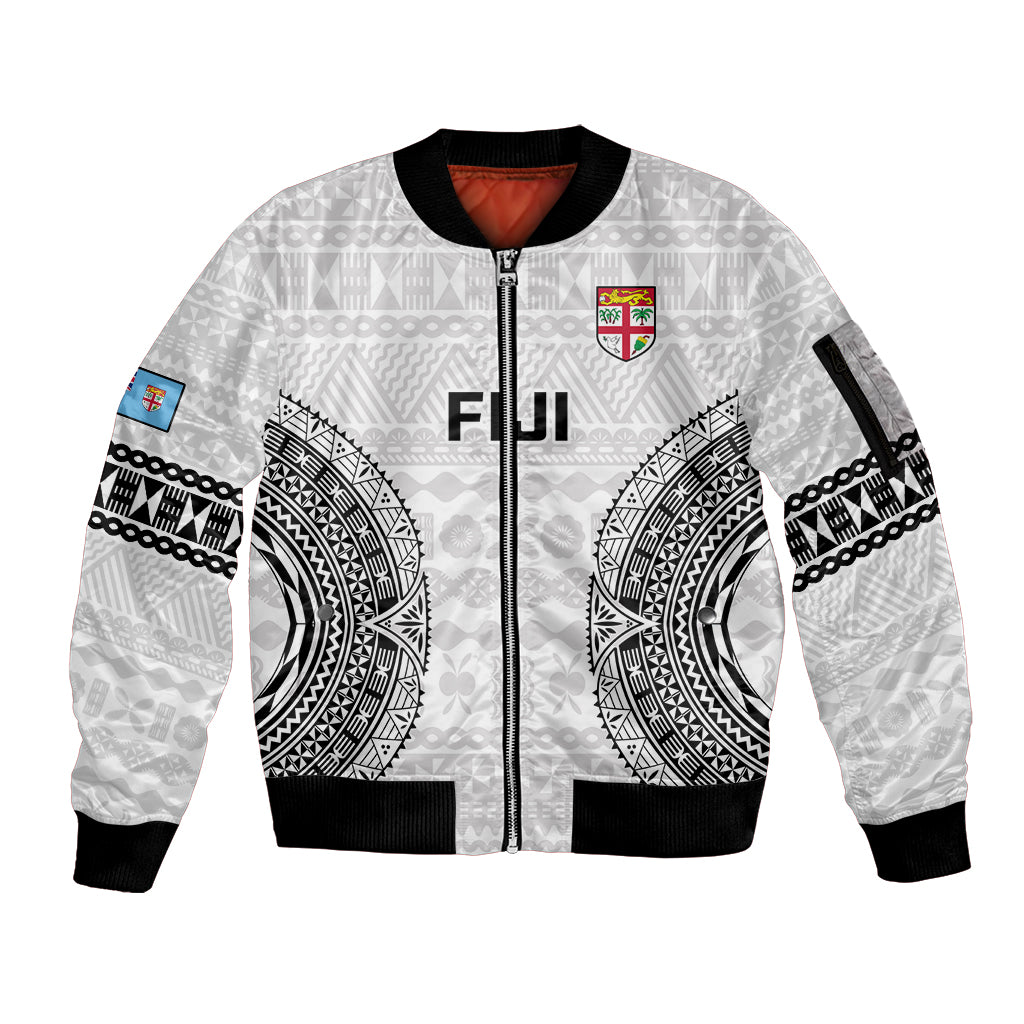 Fiji Rugby Sleeve Zip Bomber Jacket 2023 Go Champions World Cup Fijian Tapa Pattern LT14