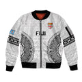 Fiji Rugby Sleeve Zip Bomber Jacket 2023 Go Champions World Cup Fijian Tapa Pattern LT14