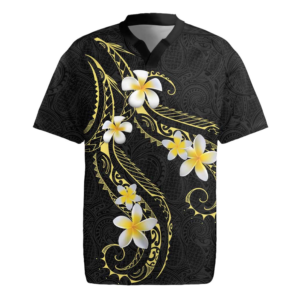 Polynesia Tattoo With Plumeria Rugby Jersey Elegant Vibes LT14