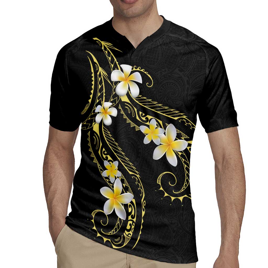 Polynesia Tattoo With Plumeria Rugby Jersey Elegant Vibes LT14