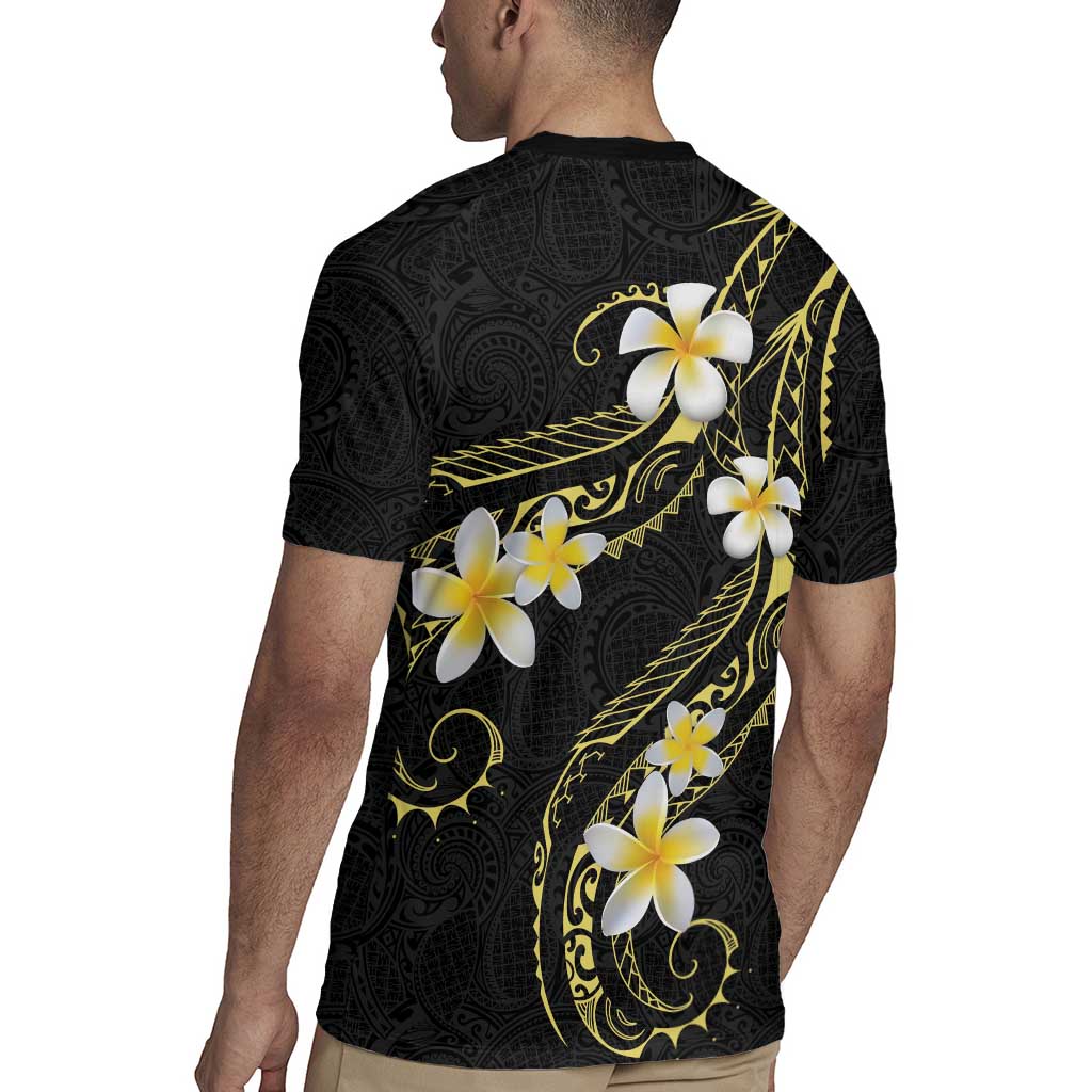 Polynesia Tattoo With Plumeria Rugby Jersey Elegant Vibes LT14