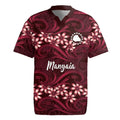 Personalised Cook Islands Mangaia Rugby Jersey Tiare Maori Polynesian Waves Tattoo LT14