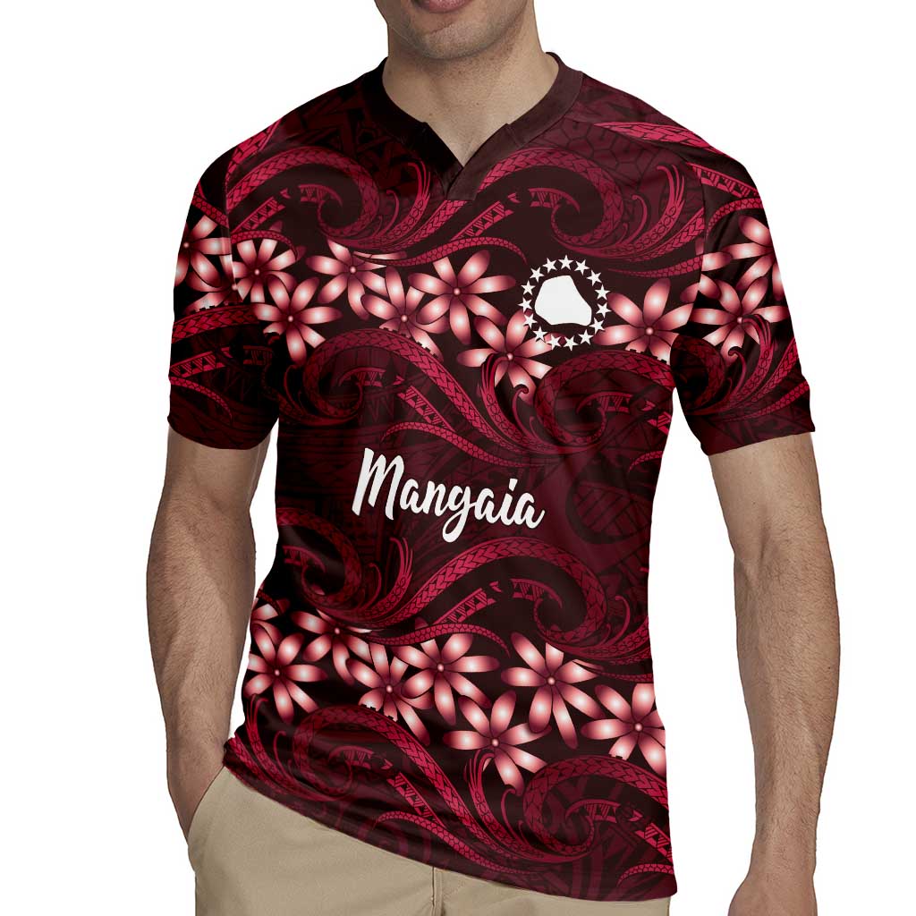 Personalised Cook Islands Mangaia Rugby Jersey Tiare Maori Polynesian Waves Tattoo LT14