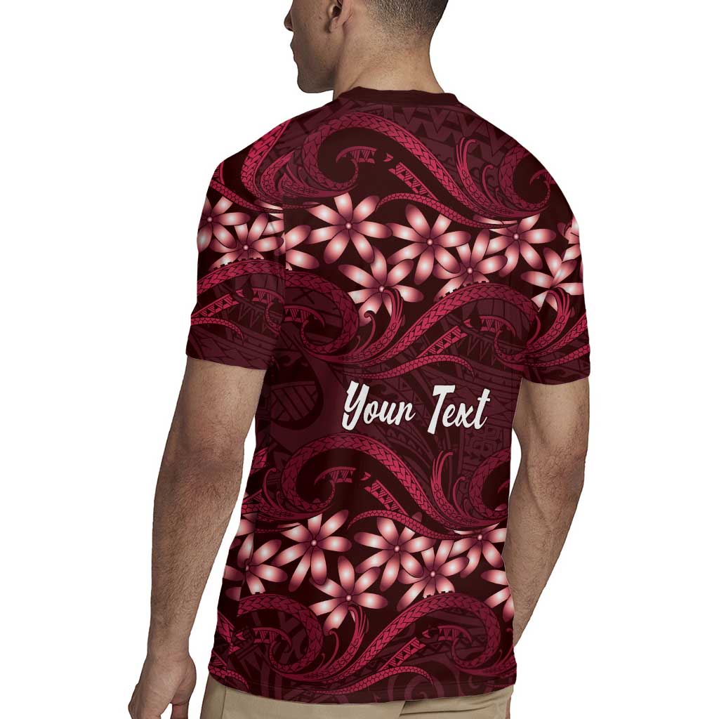 Personalised Cook Islands Mangaia Rugby Jersey Tiare Maori Polynesian Waves Tattoo LT14