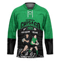 New Zealand and Ireland Rugby Custom Hockey Jersey Chicago 2025 Go All Black Shamrocks LT14