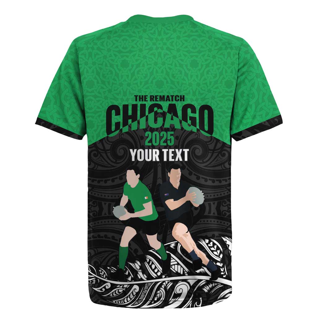 New Zealand and Ireland Rugby Custom Rugby Jersey Chicago 2025 Go All Black Shamrocks LT14