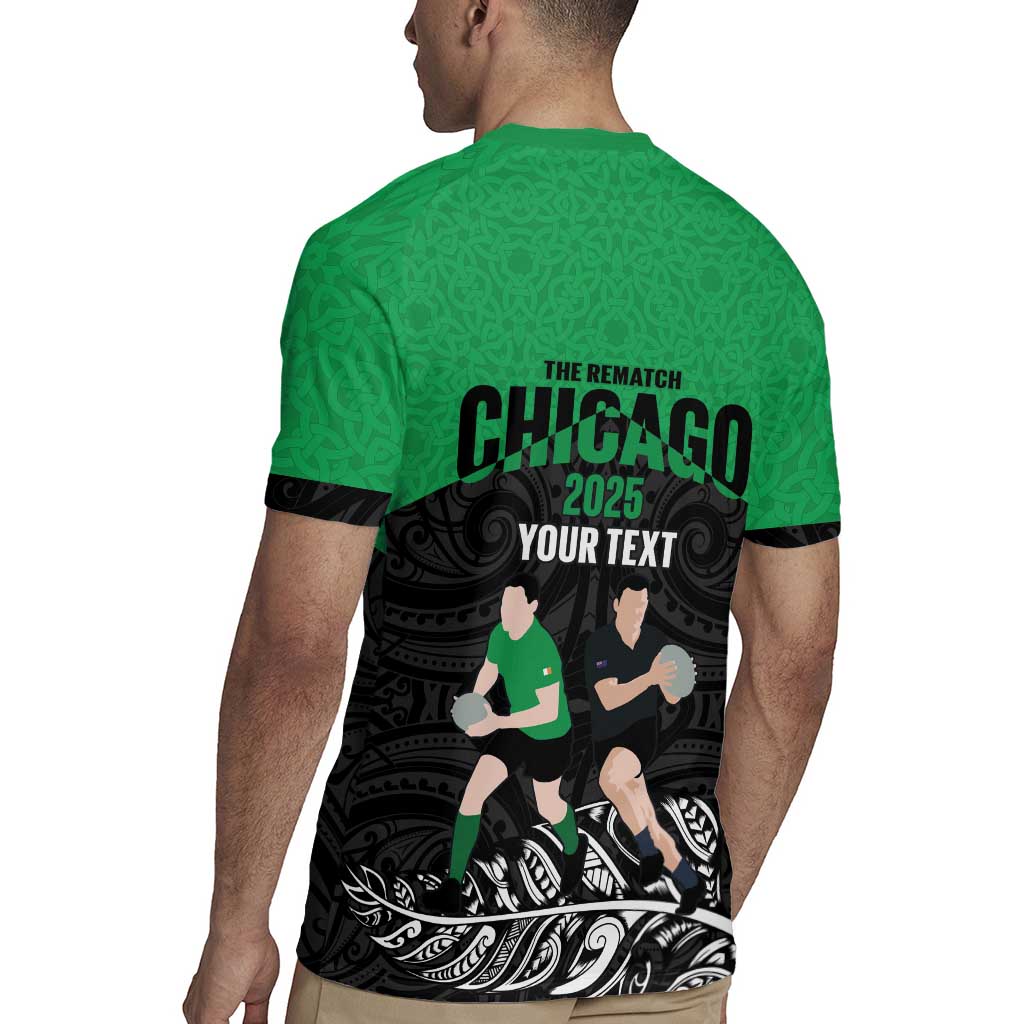 New Zealand and Ireland Rugby Custom Rugby Jersey Chicago 2025 Go All Black Shamrocks LT14