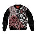 New Zealand Bomber Jacket Aotearoa Kowhaiwhai Mix Taniko Art LT14