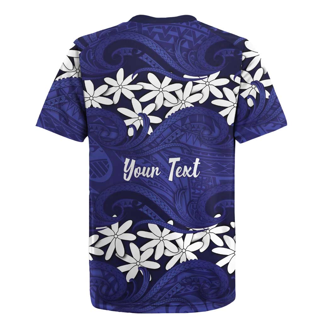 Personalised Cook Islands Pukapuka Rugby Jersey Tiare Maori Polynesian Waves Tattoo LT14