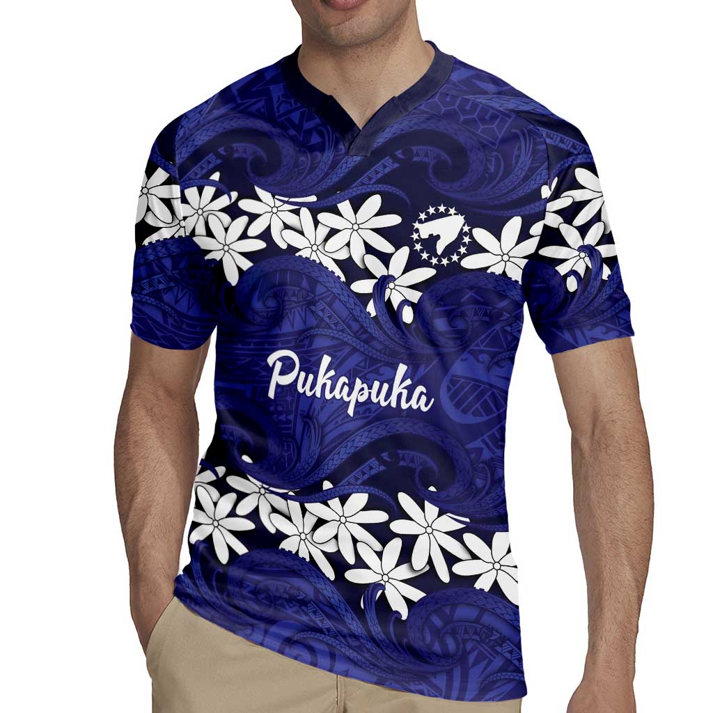 Personalised Cook Islands Pukapuka Rugby Jersey Tiare Maori Polynesian Waves Tattoo LT14