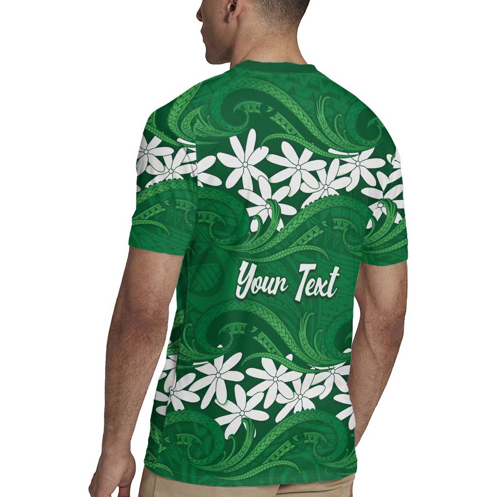 Personalised Cook Islands Rarotonga Rugby Jersey Tiare Maori Polynesian Waves Tattoo LT14