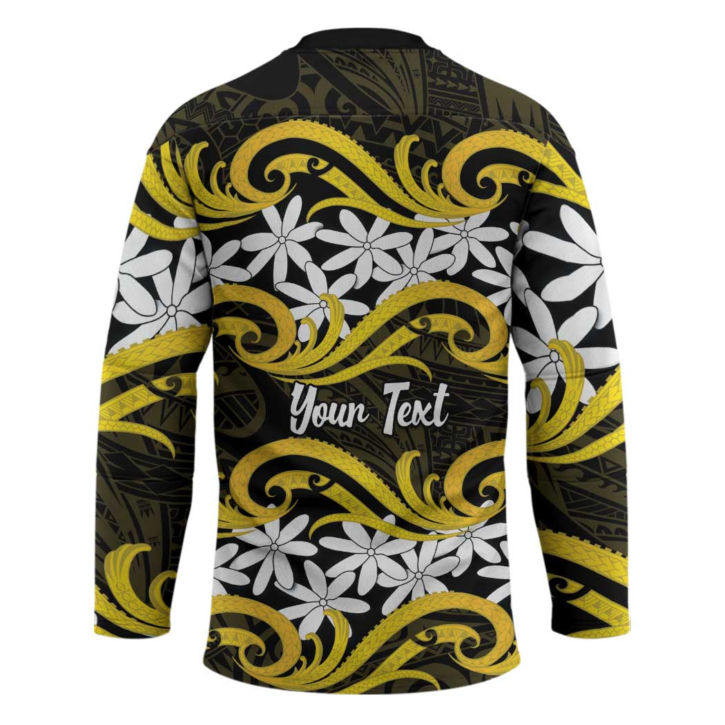 Personalised Cook Islands Aitutaki Hockey Jersey Tiare Maori Polynesian Waves Tattoo LT14