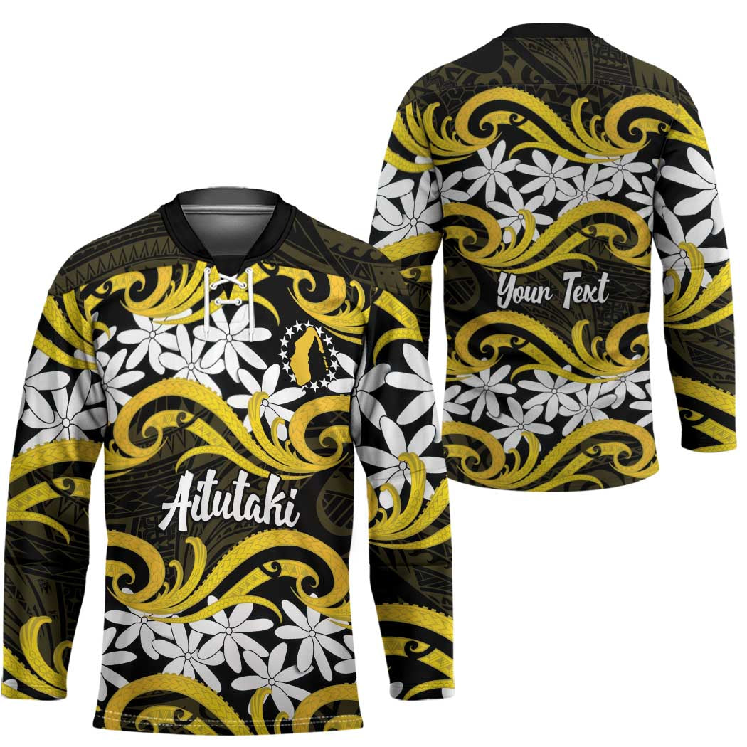 Personalised Cook Islands Aitutaki Hockey Jersey Tiare Maori Polynesian Waves Tattoo LT14
