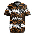 Personalised Cook Islands Rakahanga Rugby Jersey Tiare Maori Polynesian Waves Tattoo LT14